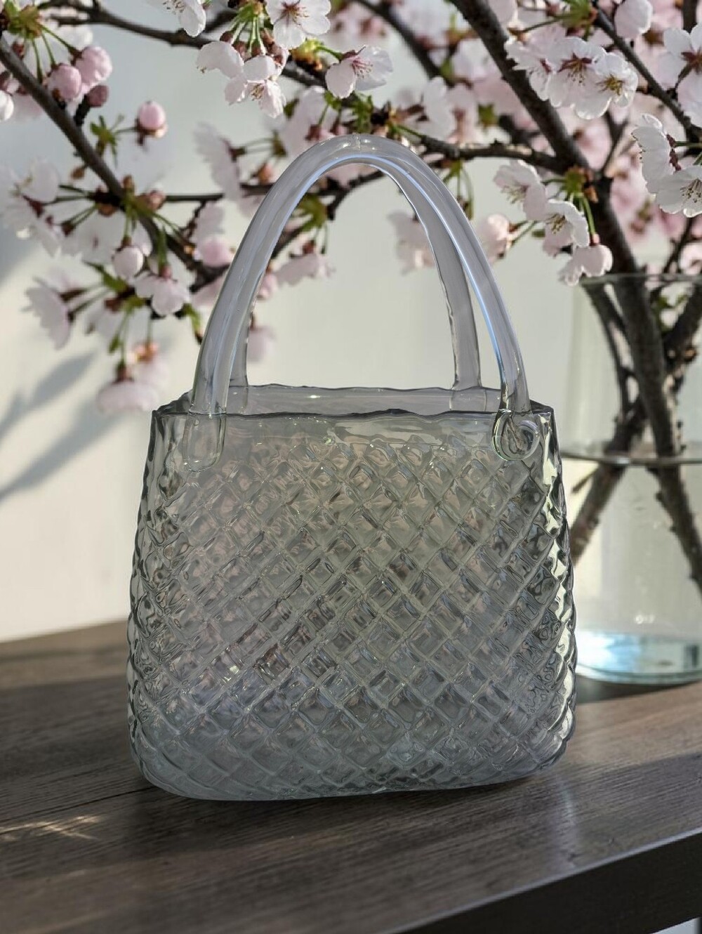 Handbag Textured Glass Vase